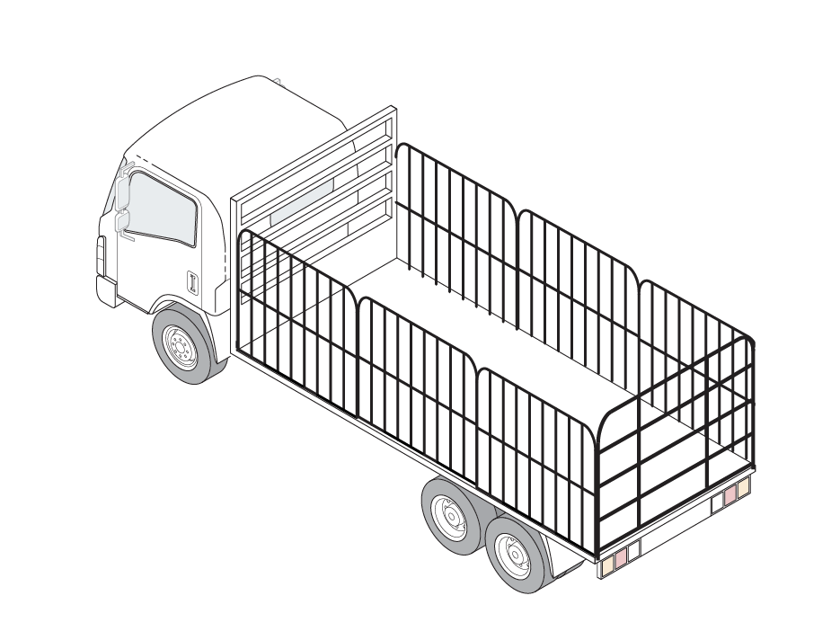 Flat-top vehicles with rated headboard/tailboards and gates.